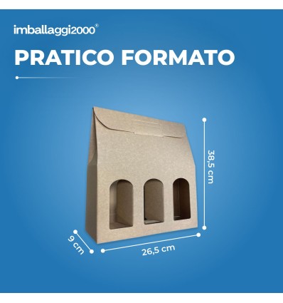 Scatole Avana per 3 bottiglie - Scatole di Cartone