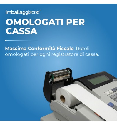 Rotoli termici per registratori di cassa mm 57 X 30 MTL omologati - Ufficio E Cancelleria