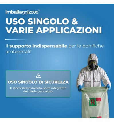 SACCHI PER AMIANTO TRASPARENTI 70X110 150 MY - Igiene Sicurezza e Monouso carta