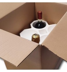 KIT PORTABOTTIGLIE VINO IN POLISTIROLO CON SCATOLA DI CARTONE - SCATOLE IN CARTONE