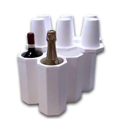 KIT PORTABOTTIGLIE VINO IN POLISTIROLO CON SCATOLA DI CARTONE - SCATOLE IN CARTONE